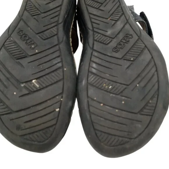 Taos Escape Black Leather Wedge Comfort Sandals Size 40 US 9-9.5 Adjustable - Picture 8 of 14